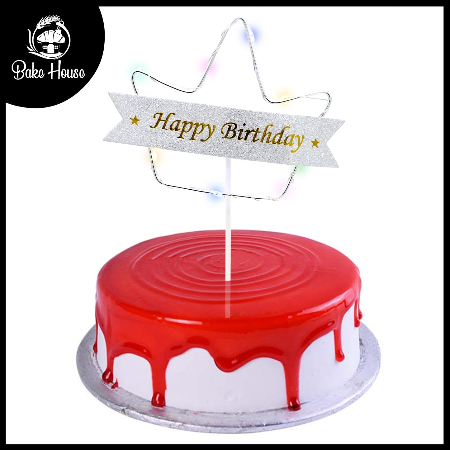 Happy Birthday Crown Cake Topper Golden With Lights