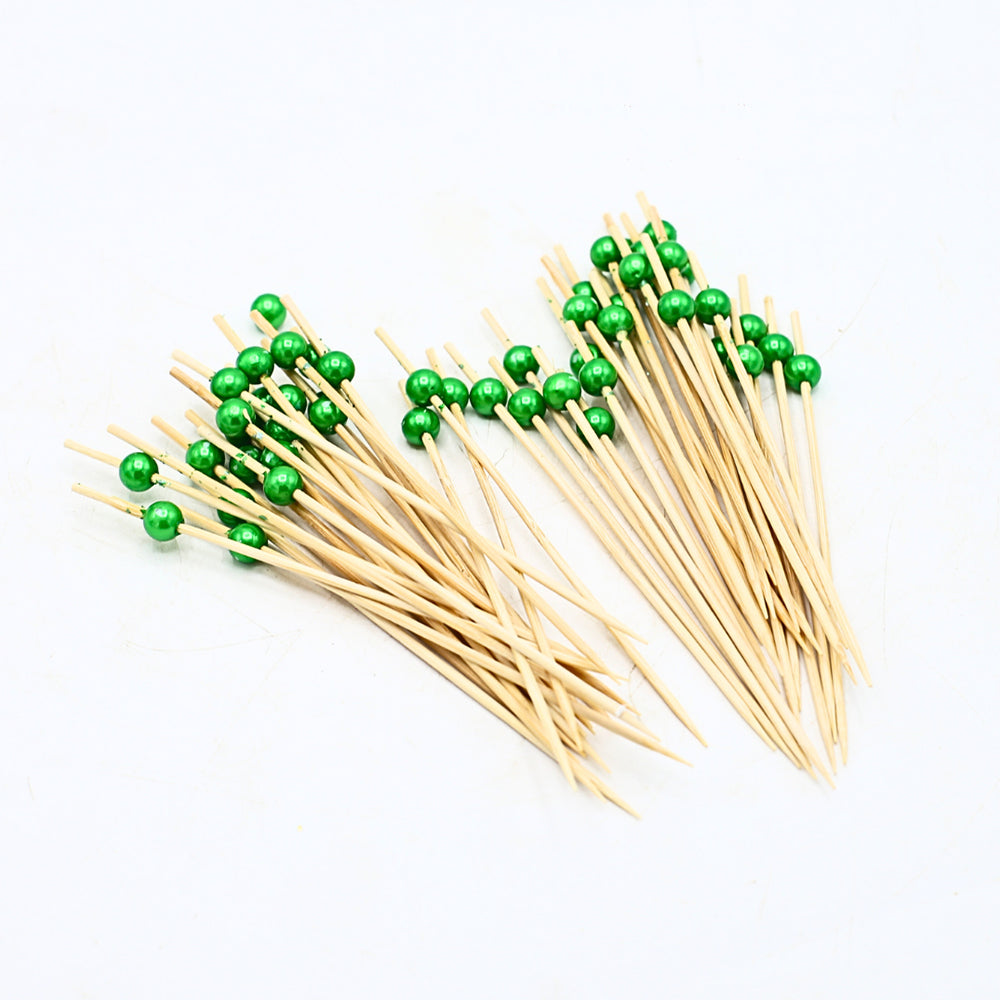Colorful Cocktail Pick With Pearls 50Pcs Set