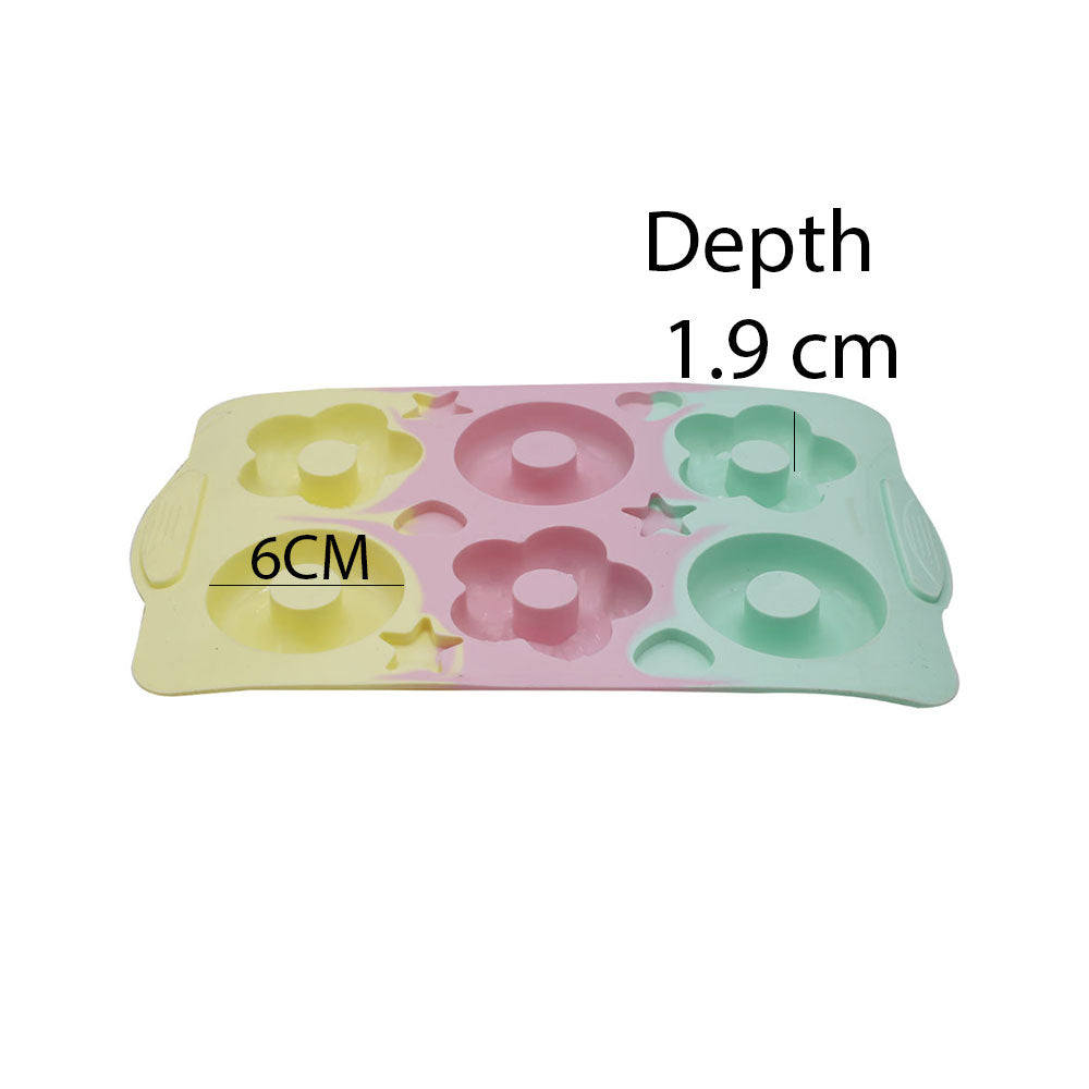Flower & Round Donut Silicone Mold 6 Cavity