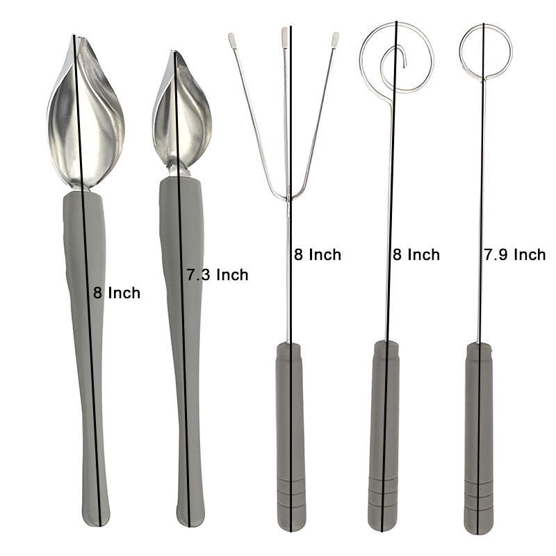 Dessert Sauce Drawing Spoons & Chocolate Dipping Decorating Tools 5 Pcs Set