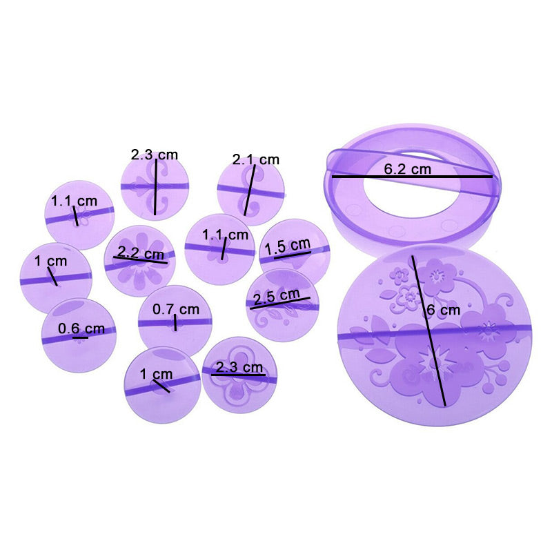 Cupcake Fondant Decorating Flowers Stamp 14 Pcs Set