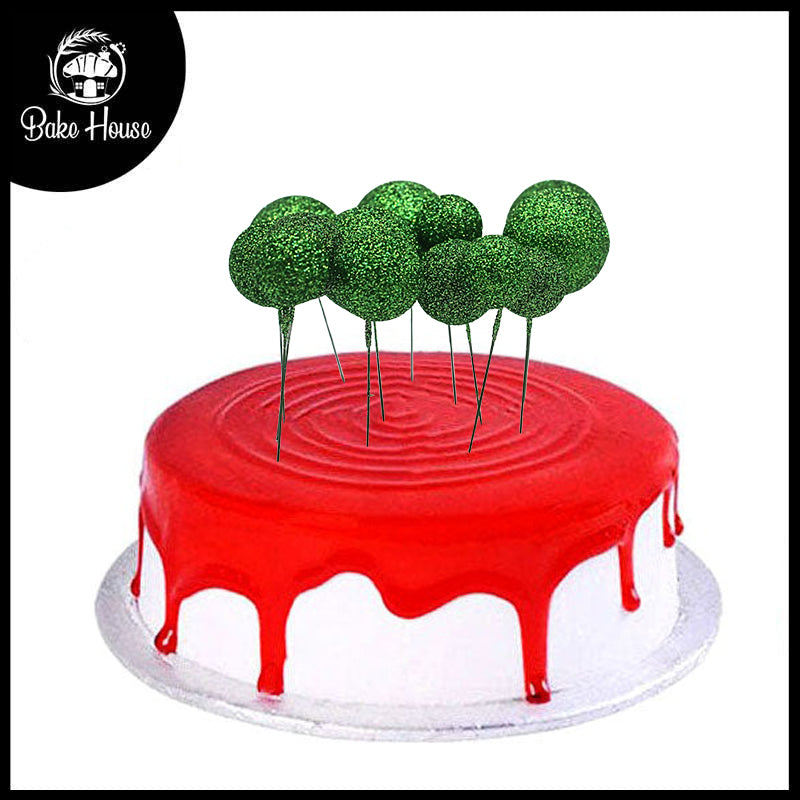 Glitter Green Ball Cake Topper 20Pcs Set