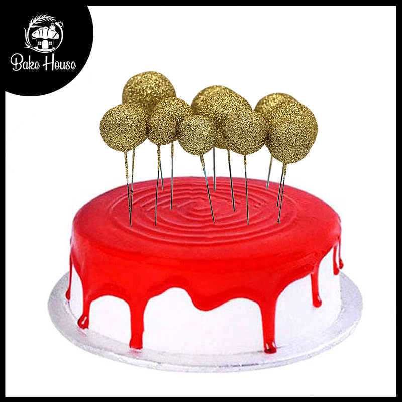 Glitter Golden Ball Cake Topper 20Pcs Set