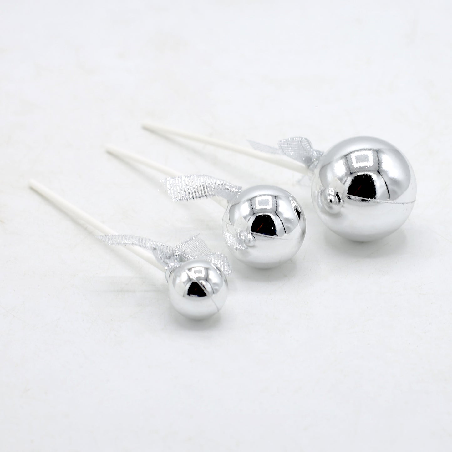 Silver Ball Cake Topper 3Pcs Set