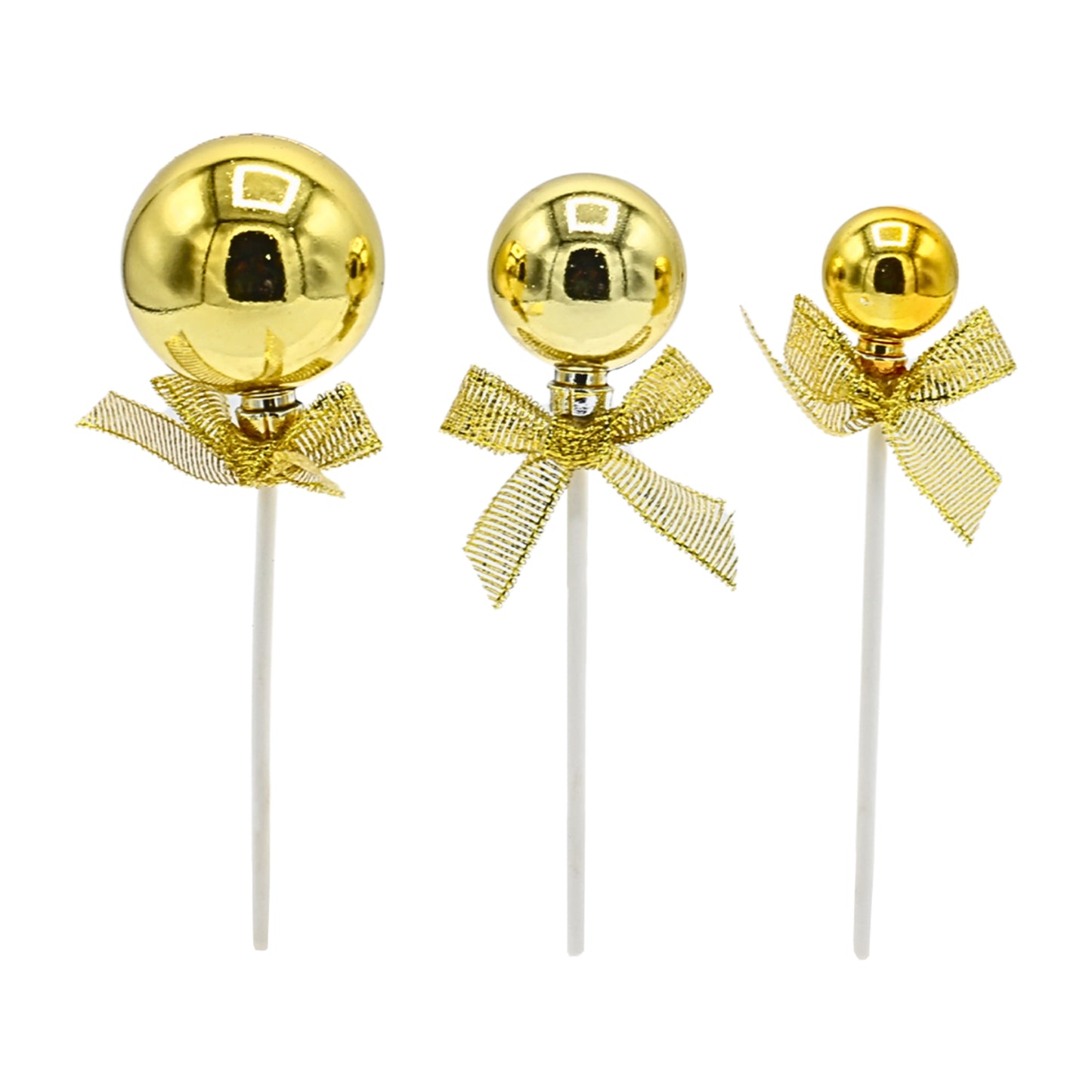 Golden Ball Cake Topper 3Pcs Set