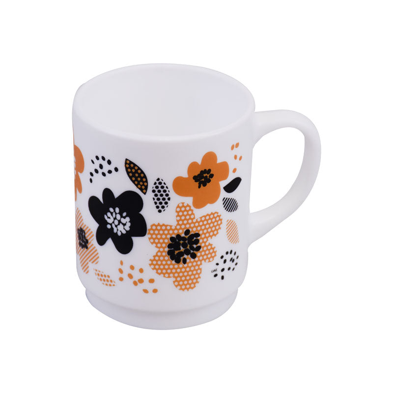 Luminarc Flowers Design Tea, Milk And Coffee Drinking Cups 6 Pcs Set