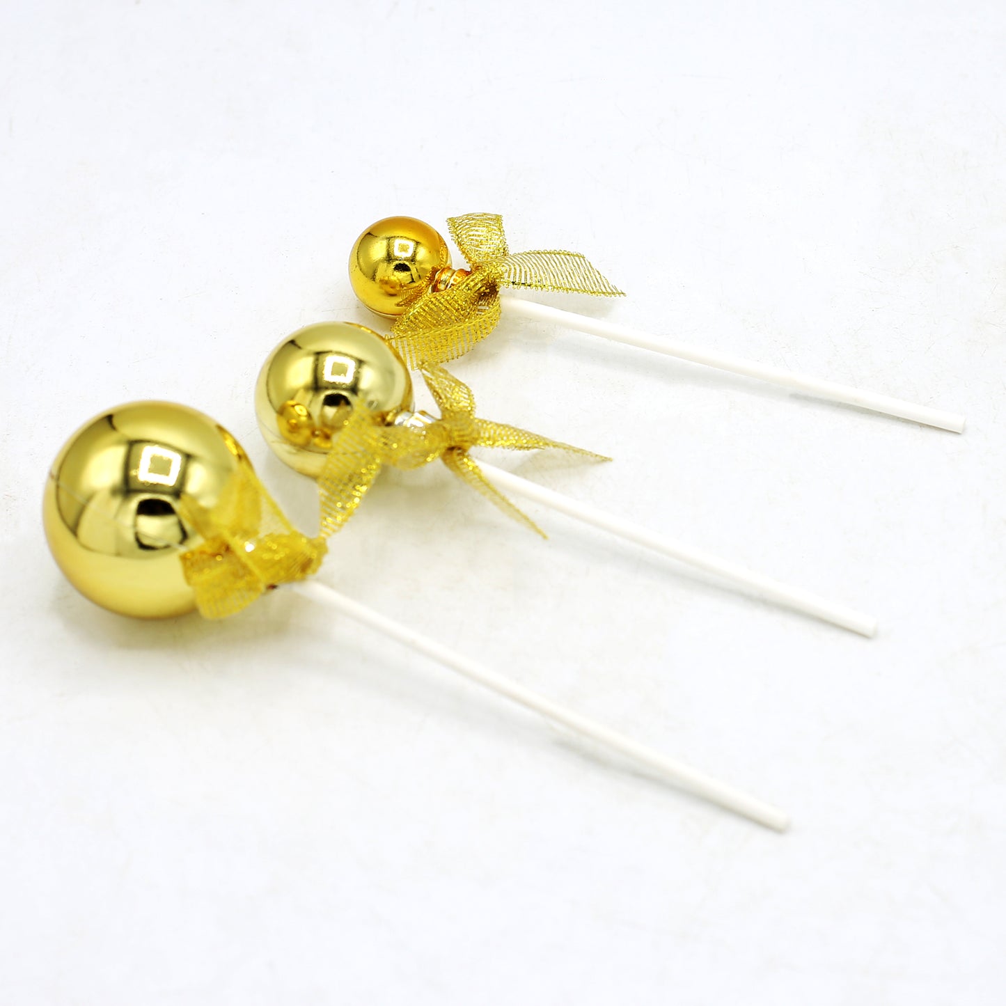 Golden Ball Cake Topper 3Pcs Set
