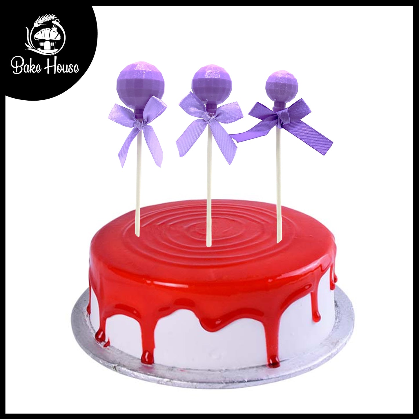 Lollipop Style Cake Toppers Purple 3Pcs Set
