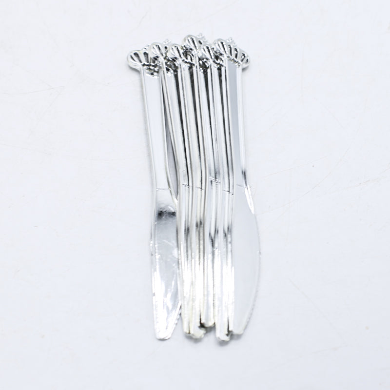Party Goods Crown Knife 6Pcs Set Silver