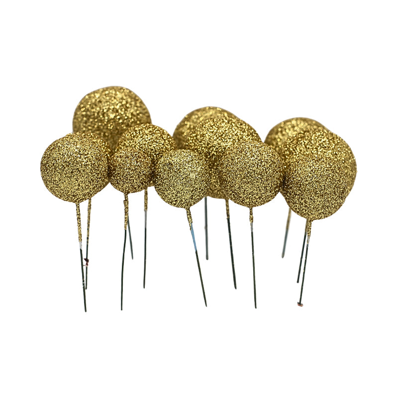 Glitter Golden Ball Cake Topper 20Pcs Set