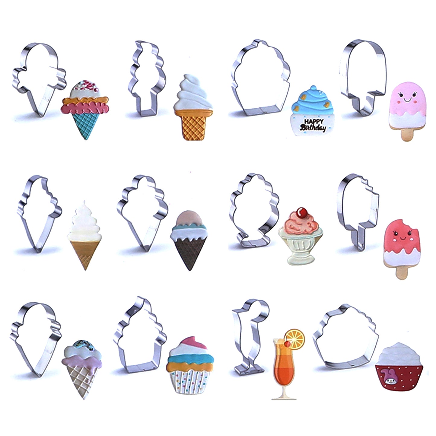 IceCream Cookie cutter Stainless Steel 12 Pcs set