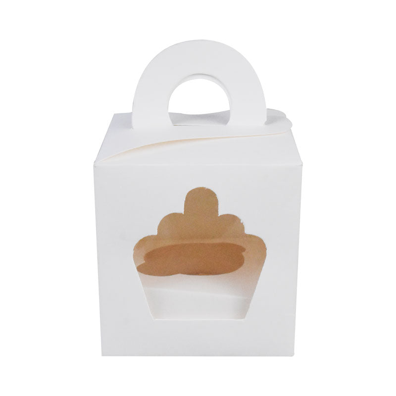 1 Cavity Single Cupcake Box With Front Window And Handle