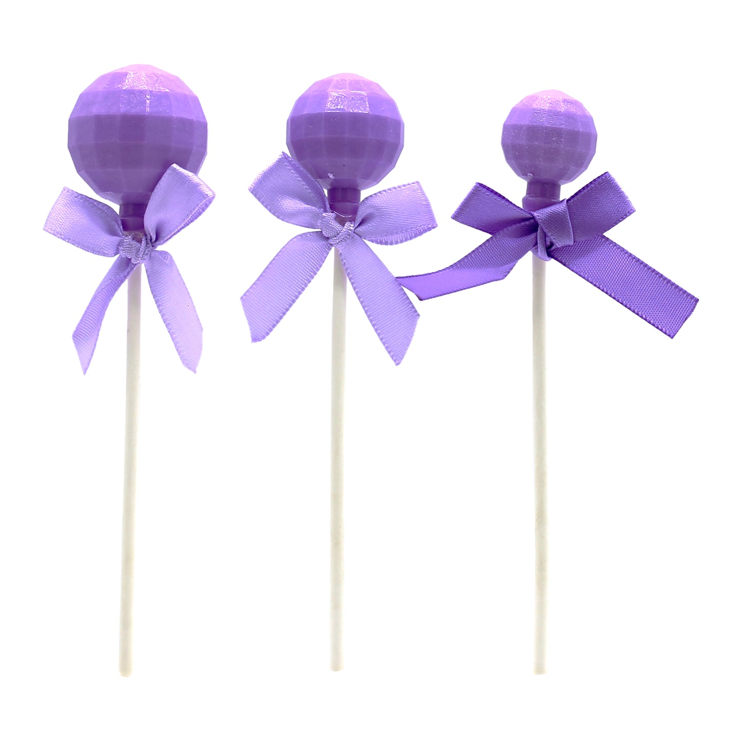 Lollipop Style Cake Toppers Purple 3Pcs Set