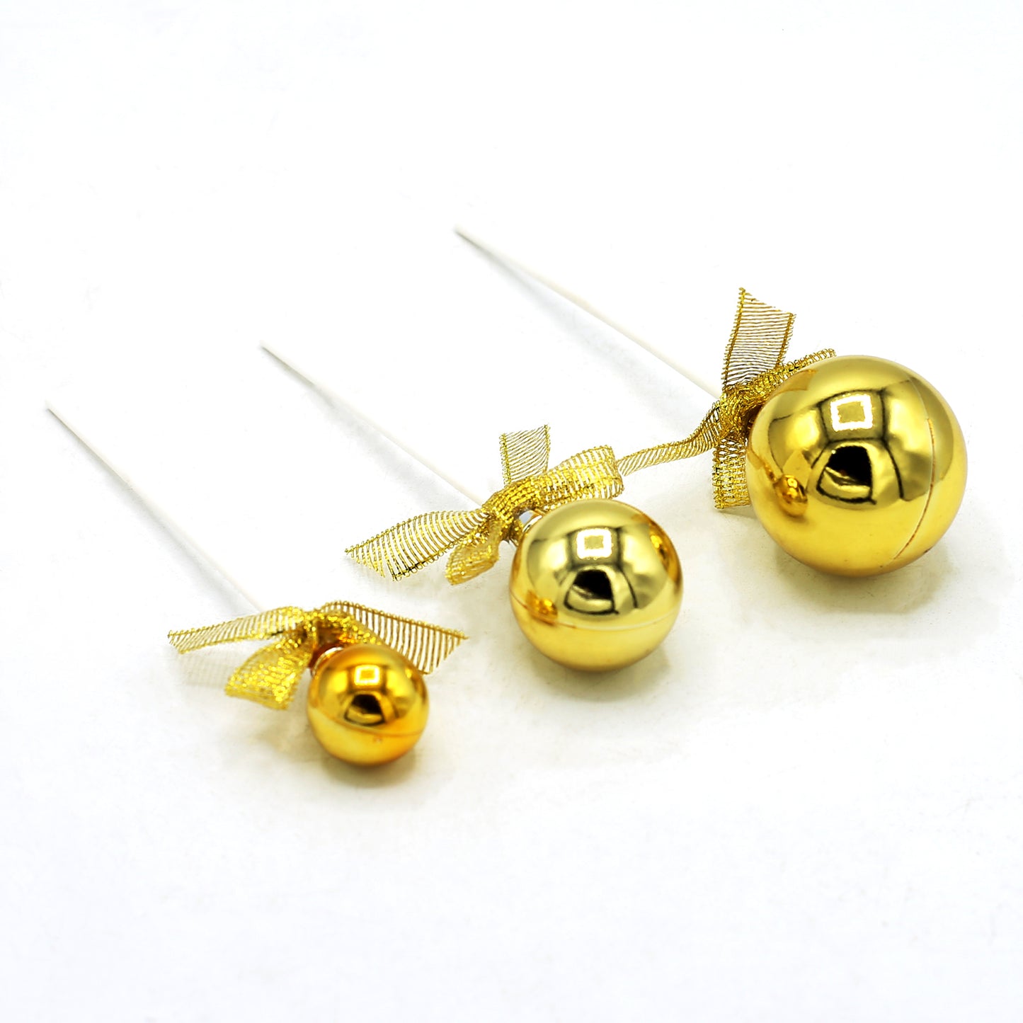 Golden Ball Cake Topper 3Pcs Set