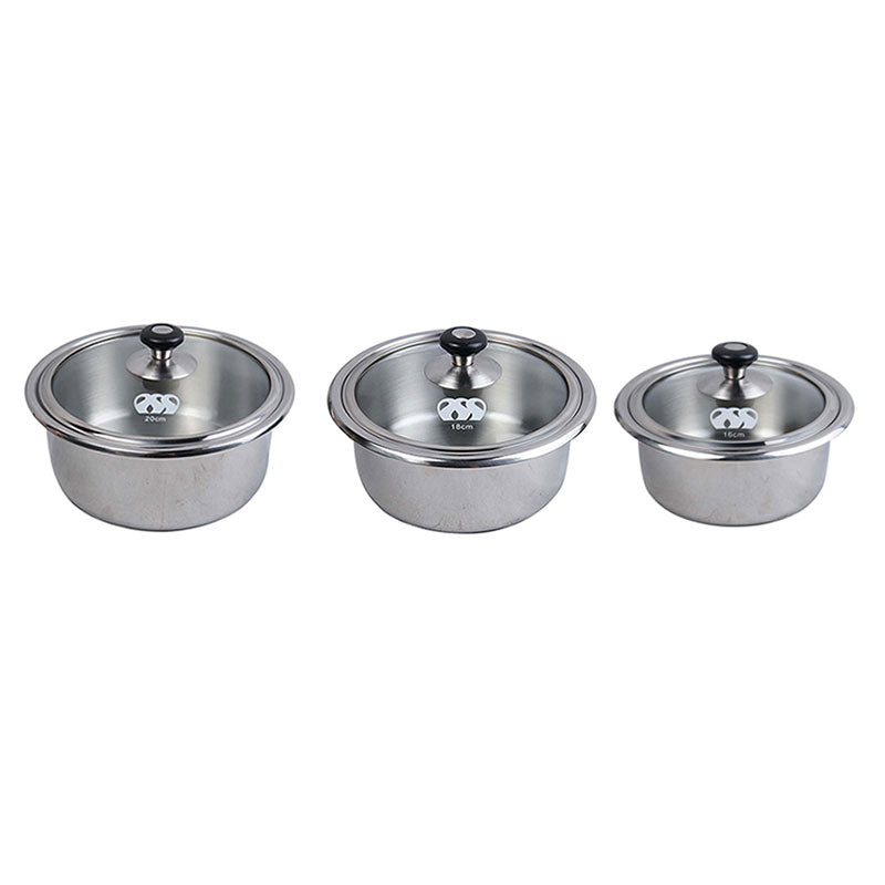 Alpha Durable Stainless Steel Casserole Pan 3 pans Set 16, 18 & 20cm