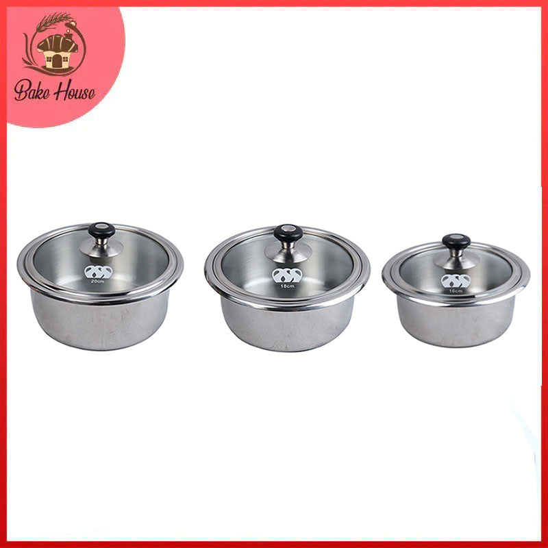 Alpha Durable Stainless Steel Casserole Pan 3 pans Set 16, 18 & 20cm