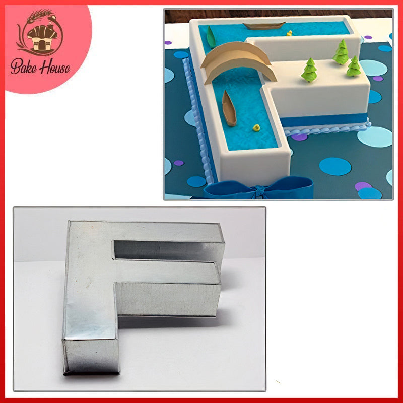Alphabet Cake Baking Mold Silver Tin (F)