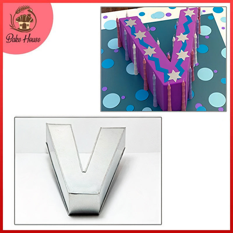 Alphabet Cake Baking Mold Silver Tin (V)