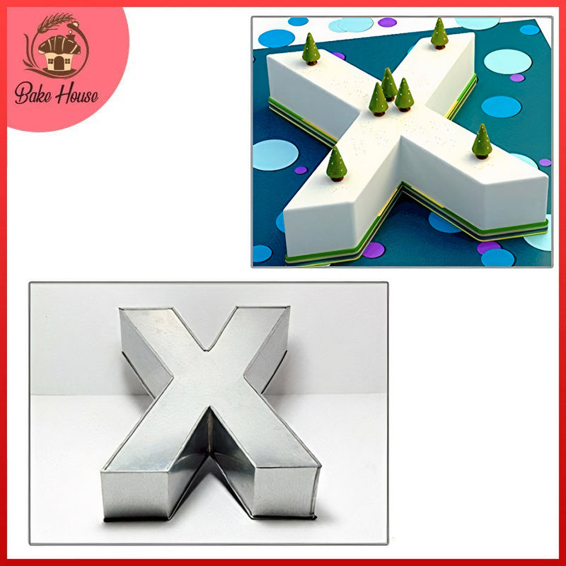Alphabet Cake Baking Mold Silver Tin (X)