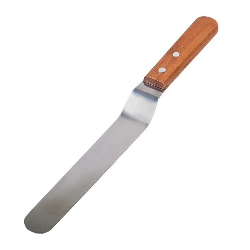 Angled Spatula Knife Steel With Wood Handle Large