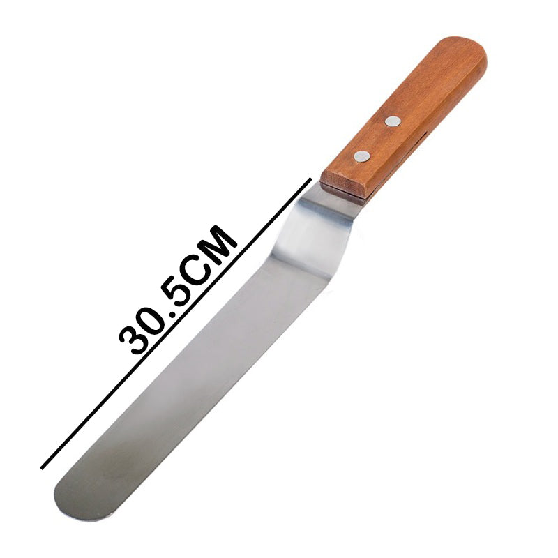 Angled Spatula Knife Steel With Wood Handle Large