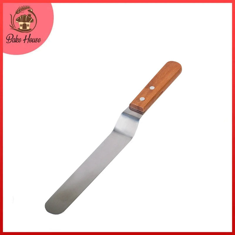 Angled Spatula Knife Steel With Wood Handle Medium