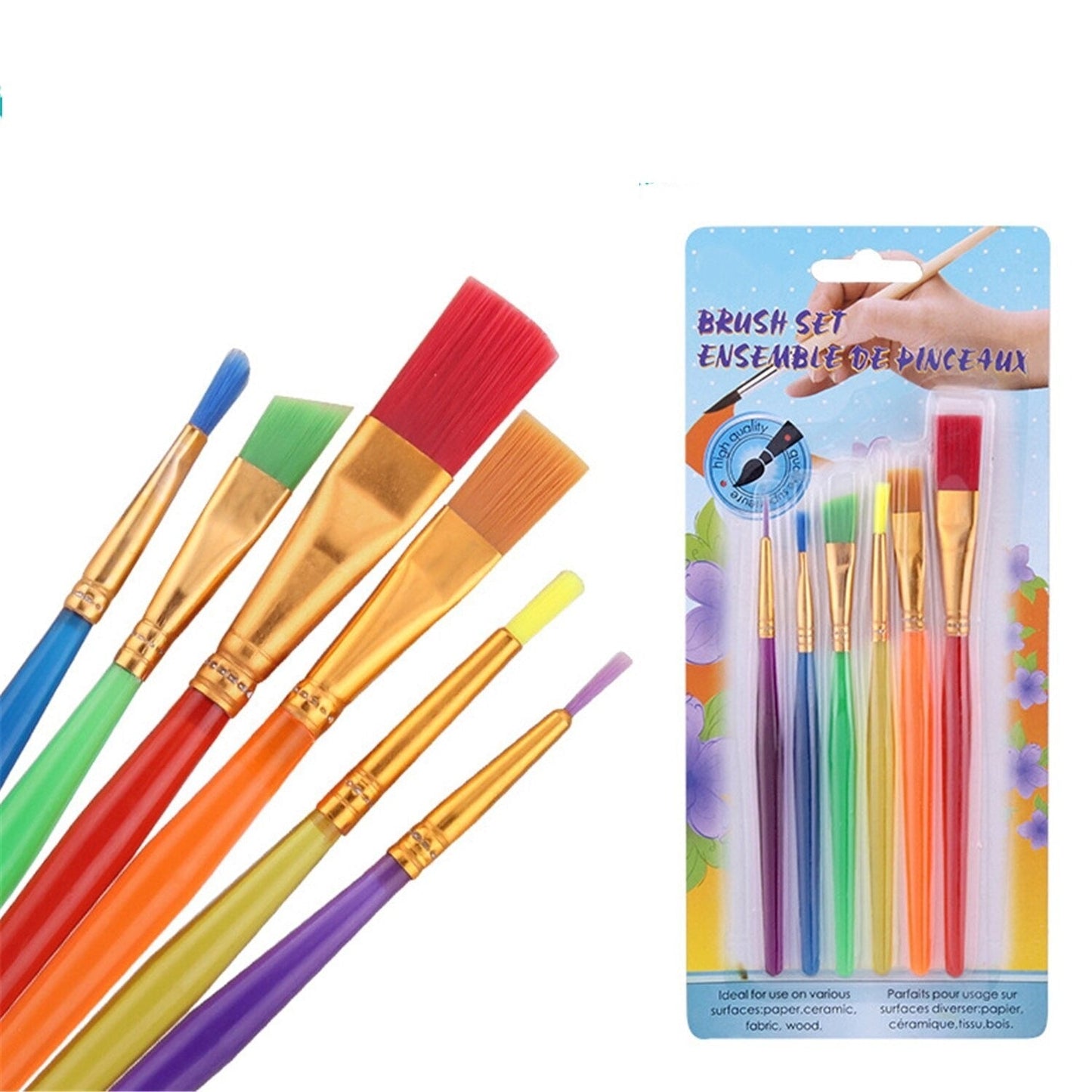 Artist Cake Paint Brushes 6Pcs Set Colorful