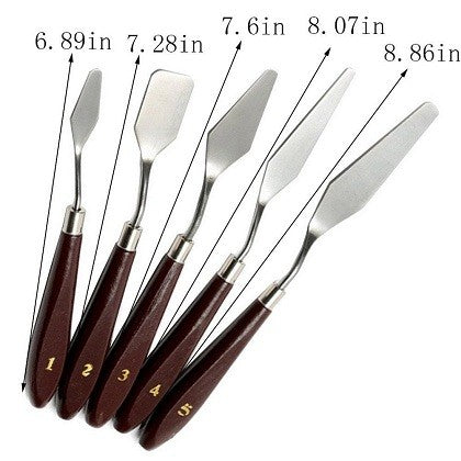 Artist Palette Knife 5Pcs Set Stainless Steel Wood Handle