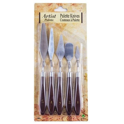Artist Palette Knife 5Pcs Set Stainless Steel Wood Handle