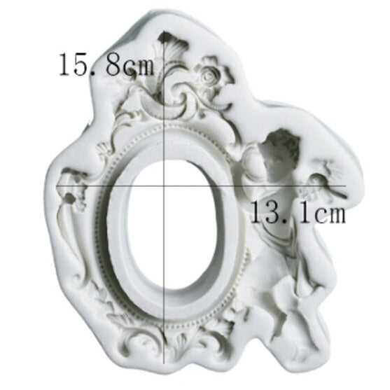 Baby Angel Photo Frame Silicone Fondant Mold Large