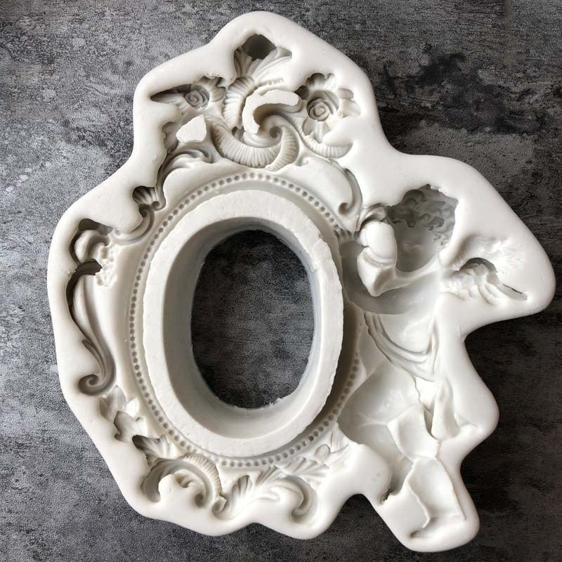 Baby Angel Photo Frame Silicone Fondant Mold Large