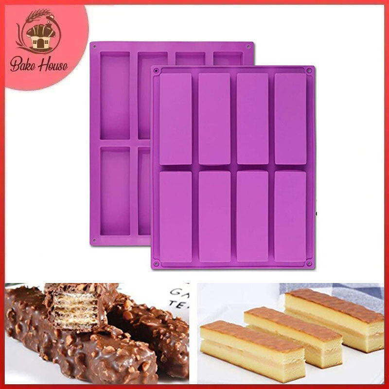 Bamutu bamutu large rectangle granola bar silicone mold 2pcs 8 cavity  nutrition cereal bar moulds, energy bar make for muffin browni