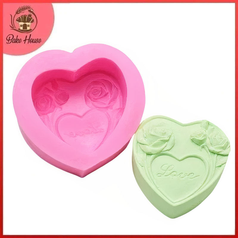 Big Love Heart With Roses Silicone Fondant & Cake Baking Mold