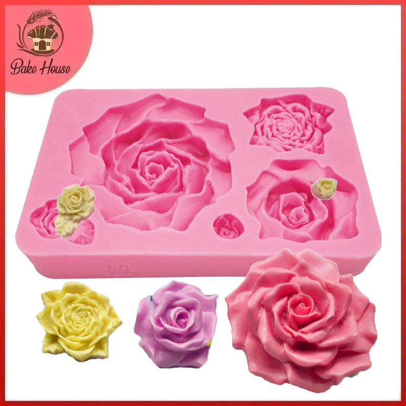 Big Roses Silicone Fondant Mold 5 Cavity