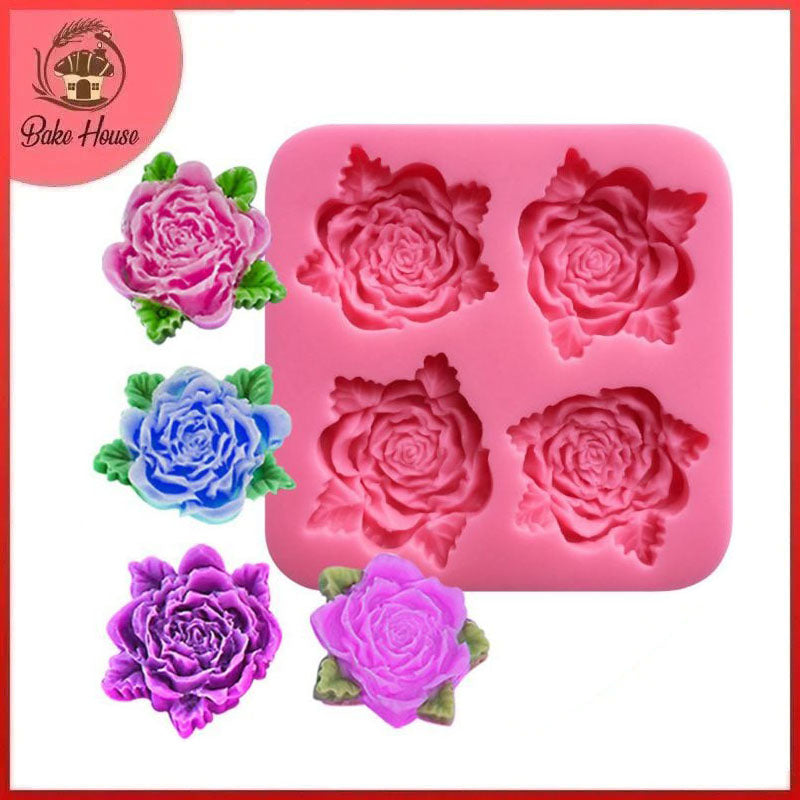 Blooming Rose Silicone Fondant & Chocolate Mold 4 Cavity