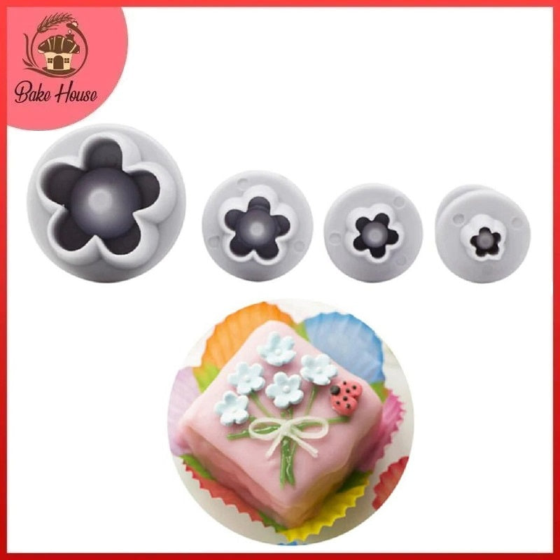 Blossom Flower Fondant Plunger Cutter 4Pcs Set Plastic