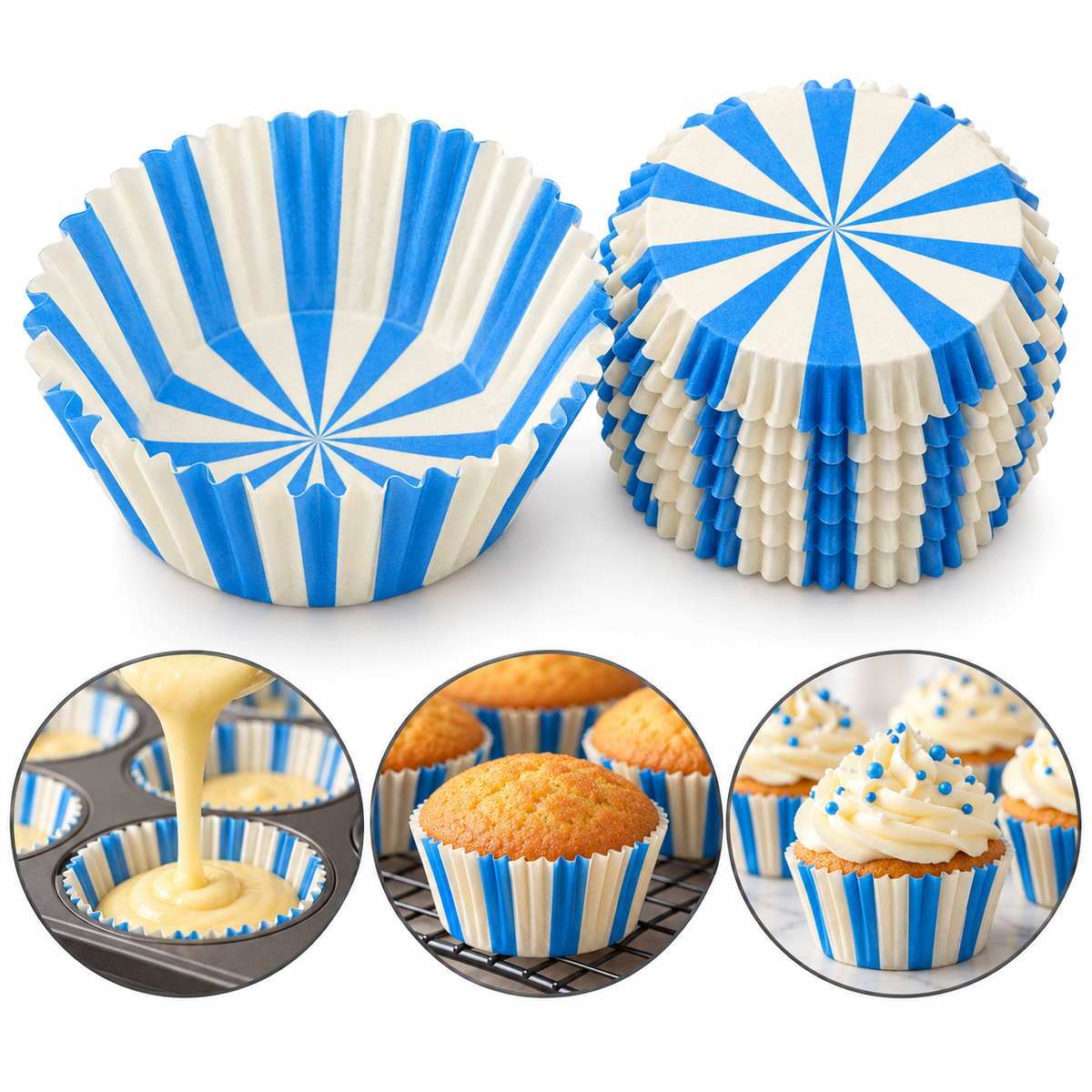 100 Pcs Striped Cupcake Liners 11CM