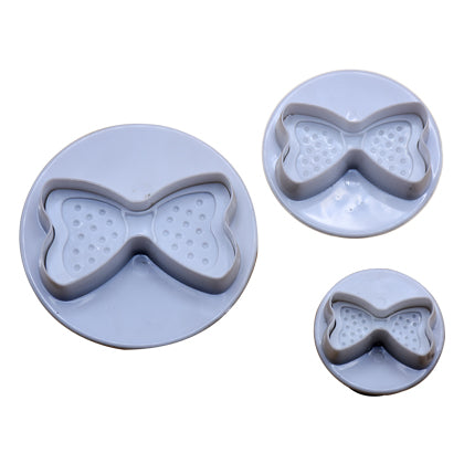 Bow Fondant Plunger Cutter 3Pcs Set Plastic