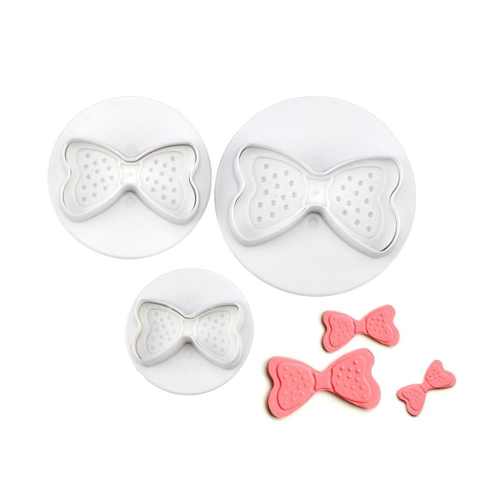 Bow Fondant Plunger Cutter 3Pcs Set Plastic