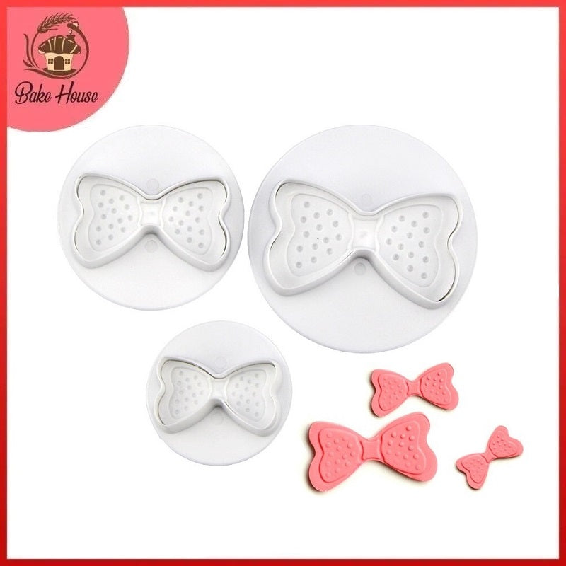 Bow Fondant Plunger Cutter 3Pcs Set Plastic