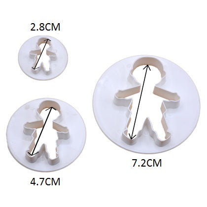 Boy Fondant & Cookie Cutter 3Pcs Set Plastic