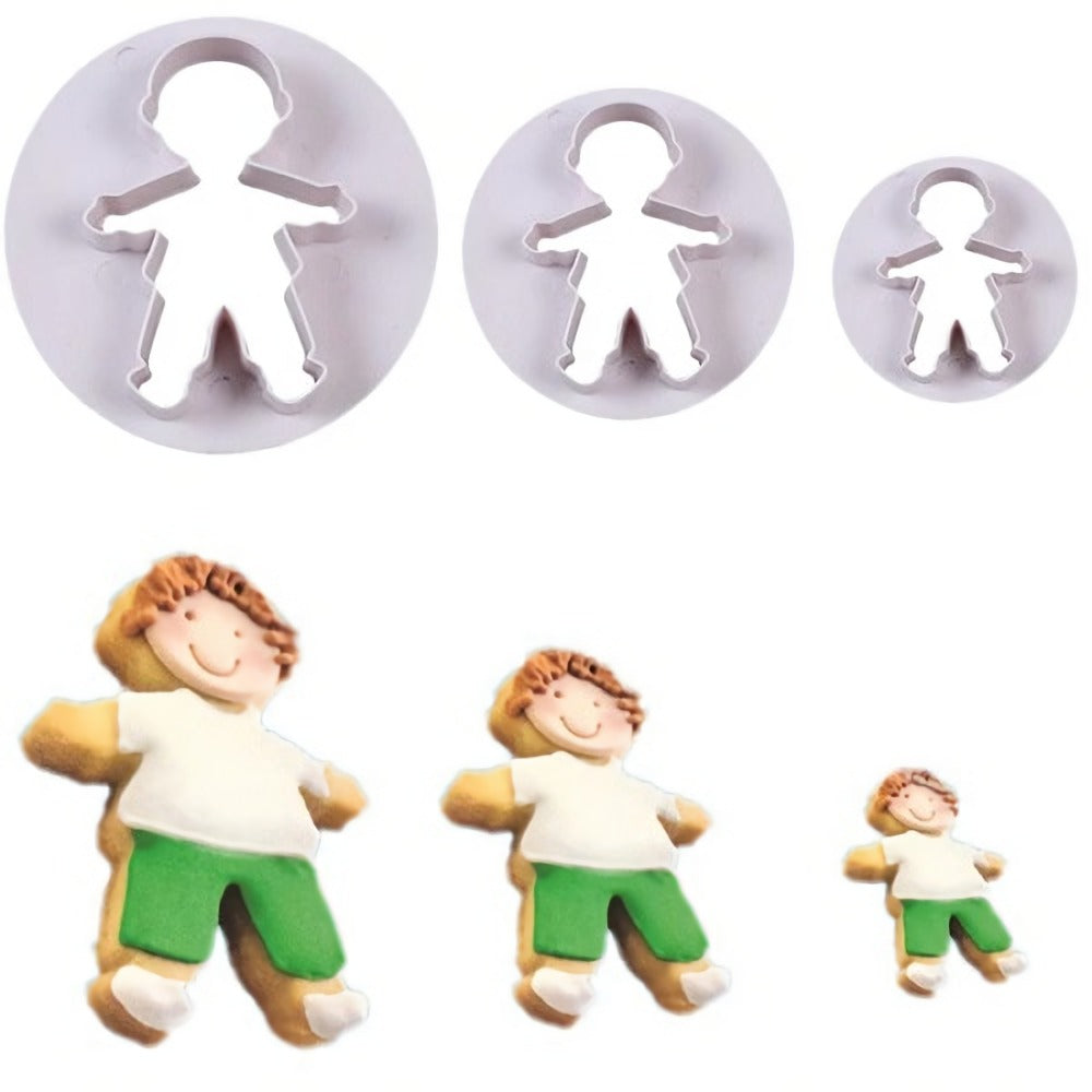 Boy Fondant & Cookie Cutter 3Pcs Set Plastic