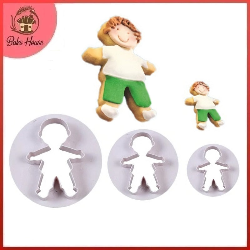Boy Fondant & Cookie Cutter 3Pcs Set Plastic