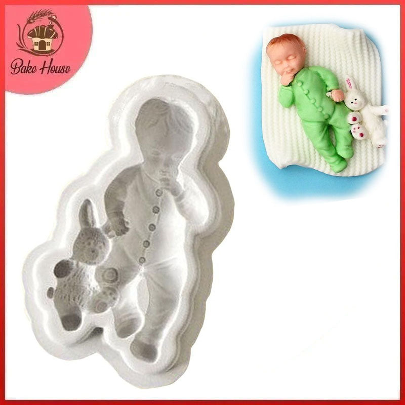 Boy With Rabbit Silicone Fondant & Chocolate Mold