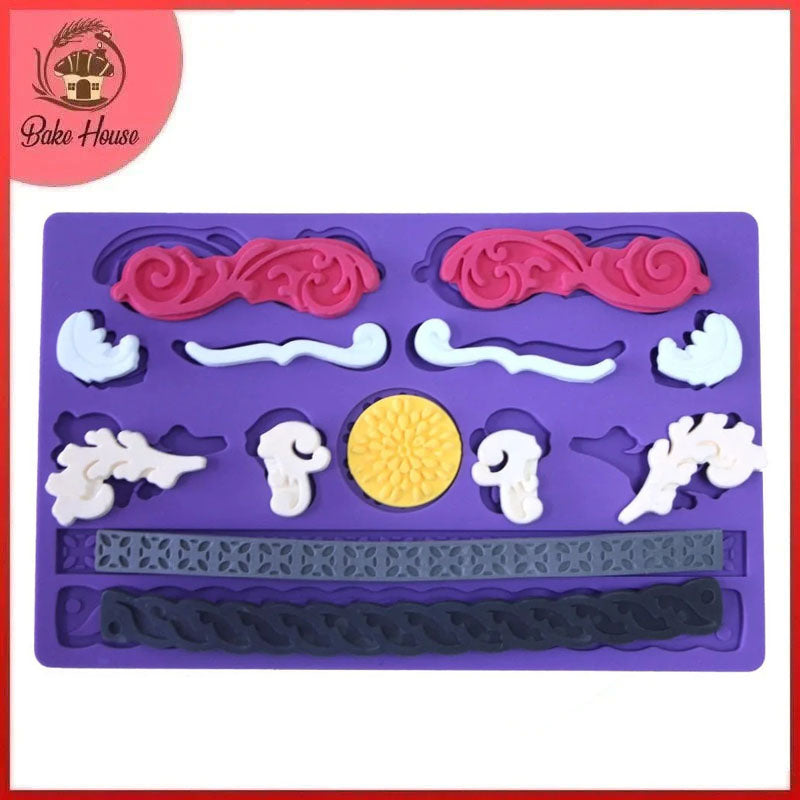 Brooch Border Design Silicone Fondant Sheet