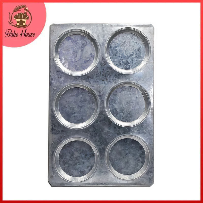Burger Bun Baking Tray Silver 6 Cavity