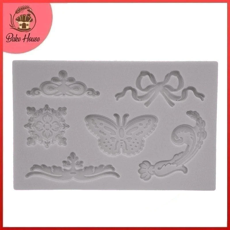 Butterfly & Cake Border Silicone Fondant Mold