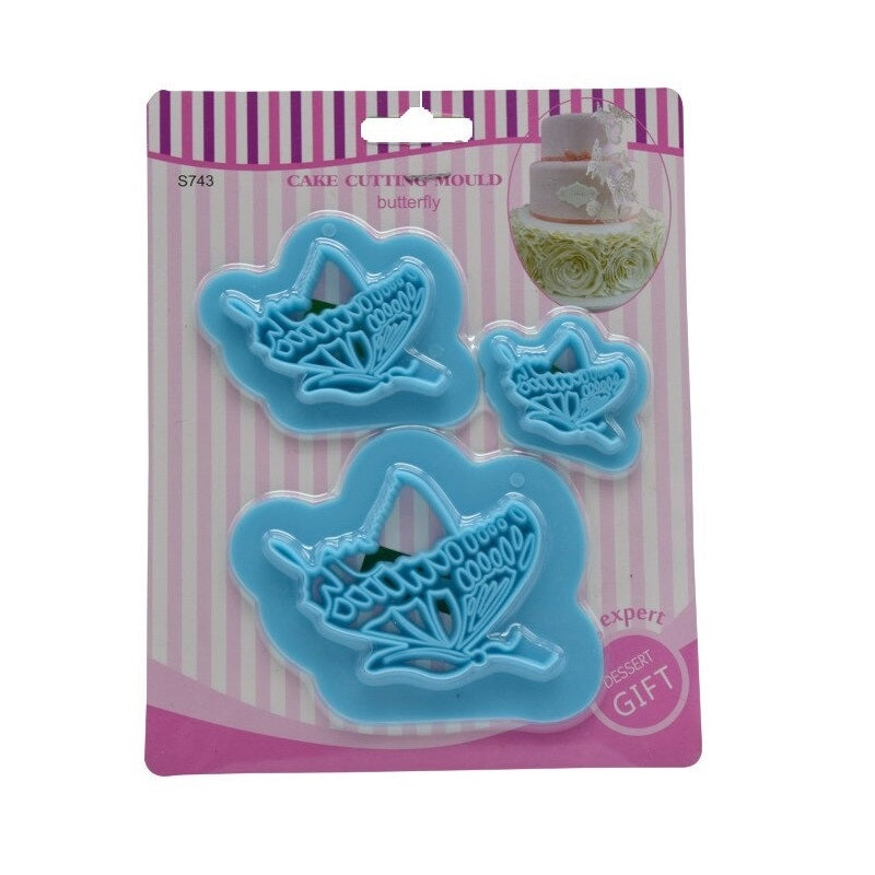 Butterfly Fondant & Cookie Cutter 3Pcs Set Plastic