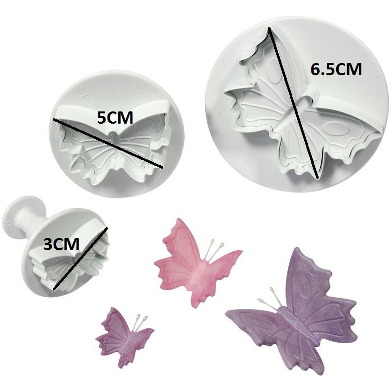 Butterfly Fondant Plunger Cutter 3Pcs Set Large