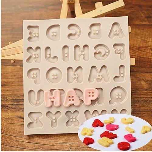 Button Style A To Z Alphabet Silicone Fondant Mold
